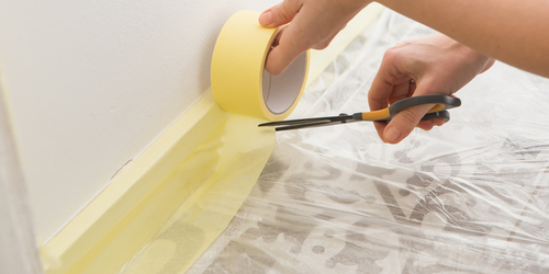 Adhésif masquage jaune protection peinture murs et plafonds 38mm x